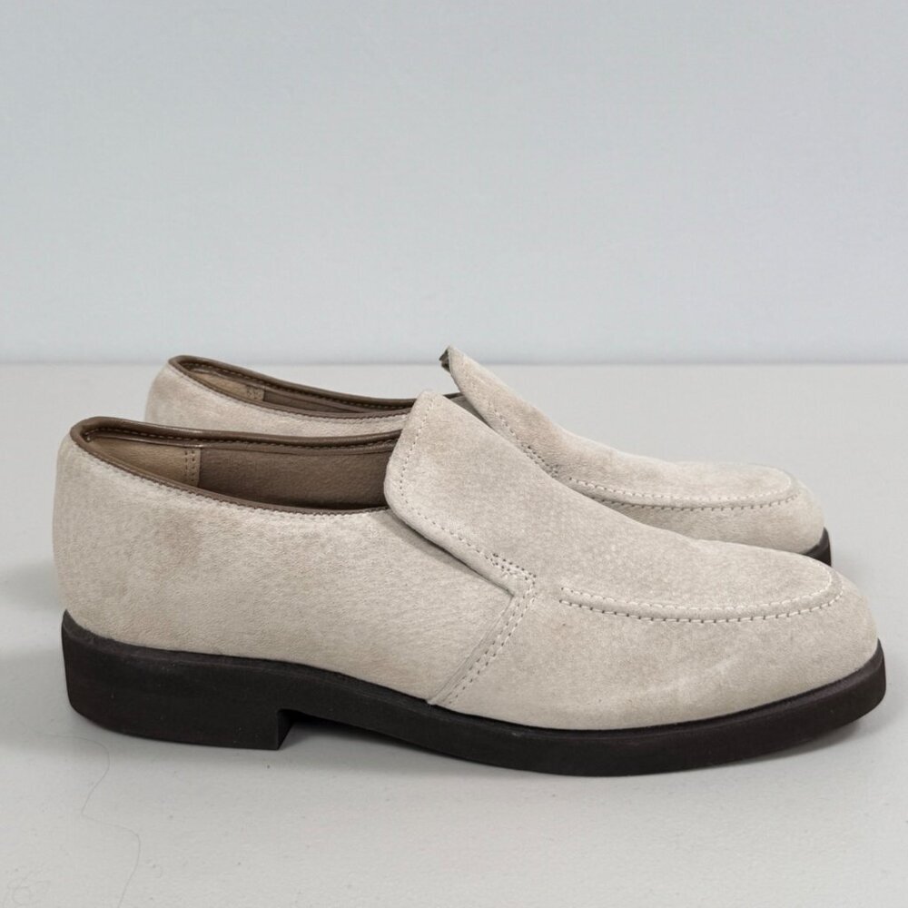 HUSH PUPPIES Suede Loafers Womens Size 9 Cream Beige Slip On Shoes - Picture 3 of 11